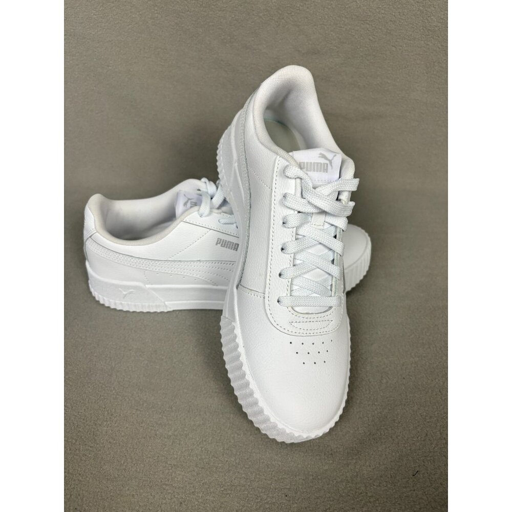Puma Women's Carina Platform Leather Athletic Shoes White US 11 NWOB
